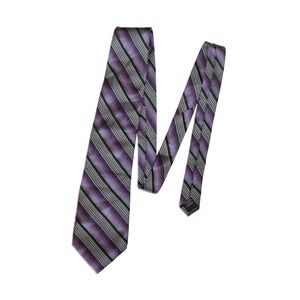 Antonio Fellini Purple Black Silver Striped Tie – Classic Men's Necktie